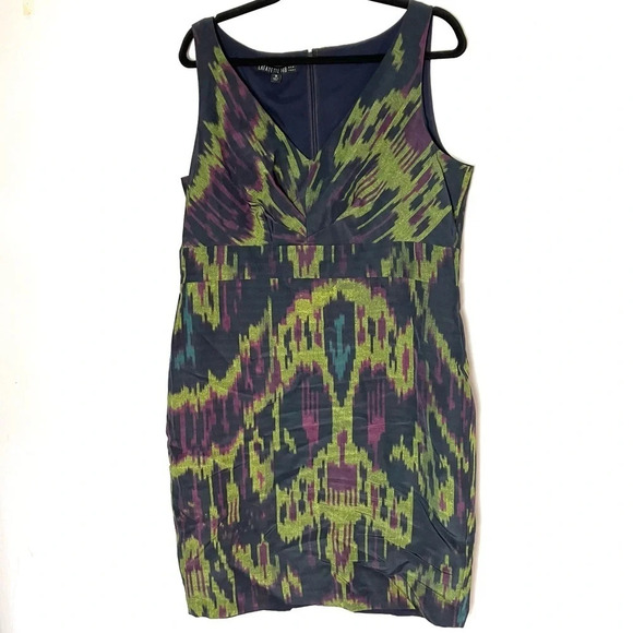 Lafayette 148 New York Navy Ikat Shift Dress 14 - Picture 1 of 6